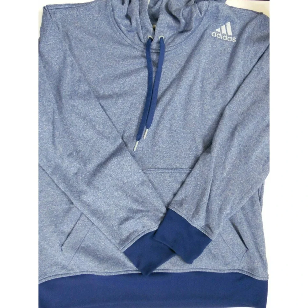 Adidas Mens Blue Long Sleeve Pockets Ultimate Pullover Hoodie Size‎ Large
